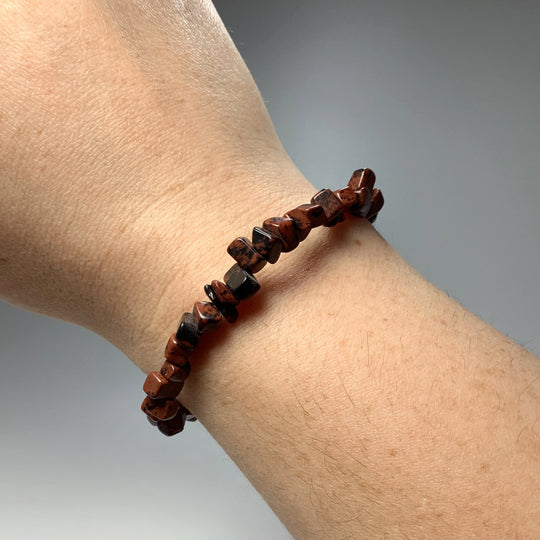 Mahogany Obsidian Chip Beaded Bracelet - Rocks and Gems Canada
