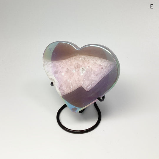 Rainbow Agate Heart on Stand - Rocks and Gems Canada