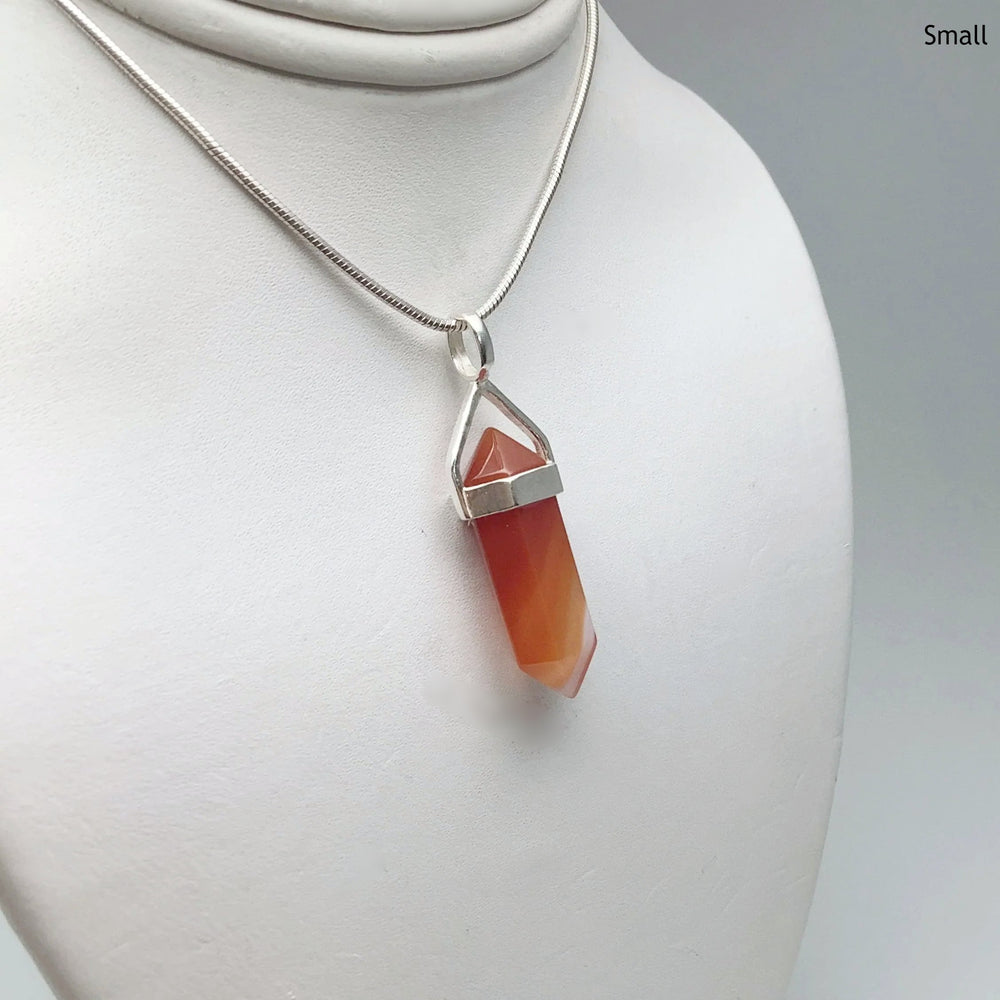 Banded Carnelian Agate Double Terminated Point Pendant - Rocks and Gems Canada