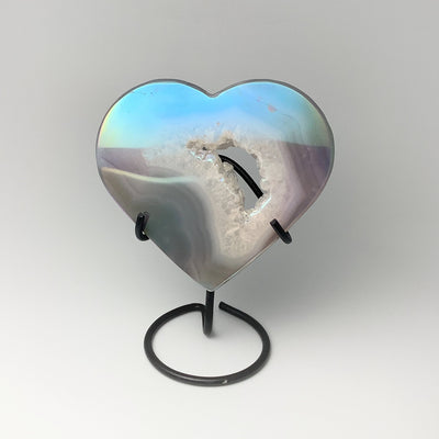 Rainbow Agate Heart on Stand