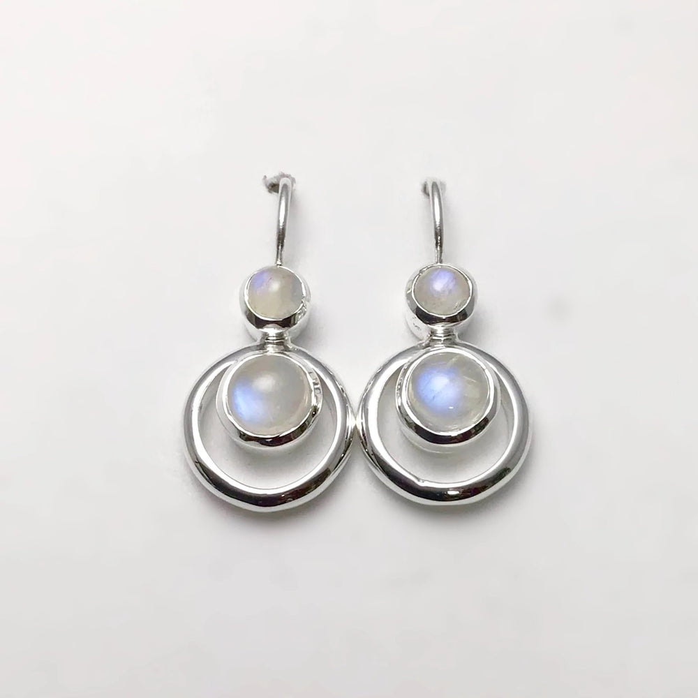 Rainbow Moonstone Dangle Earrings - Rocks and Gems Canada