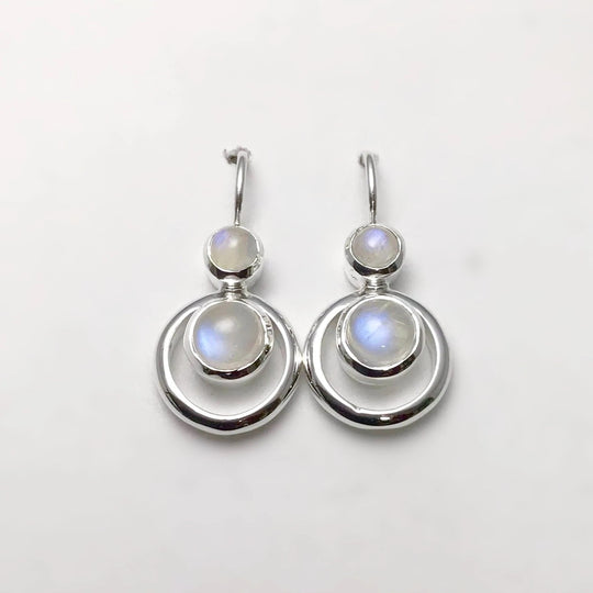 Rainbow Moonstone Dangle Earrings - Rocks and Gems Canada