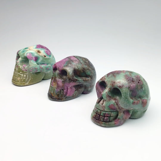 Carved Ruby Fuchsite Skull - Rocks and Gems Canada