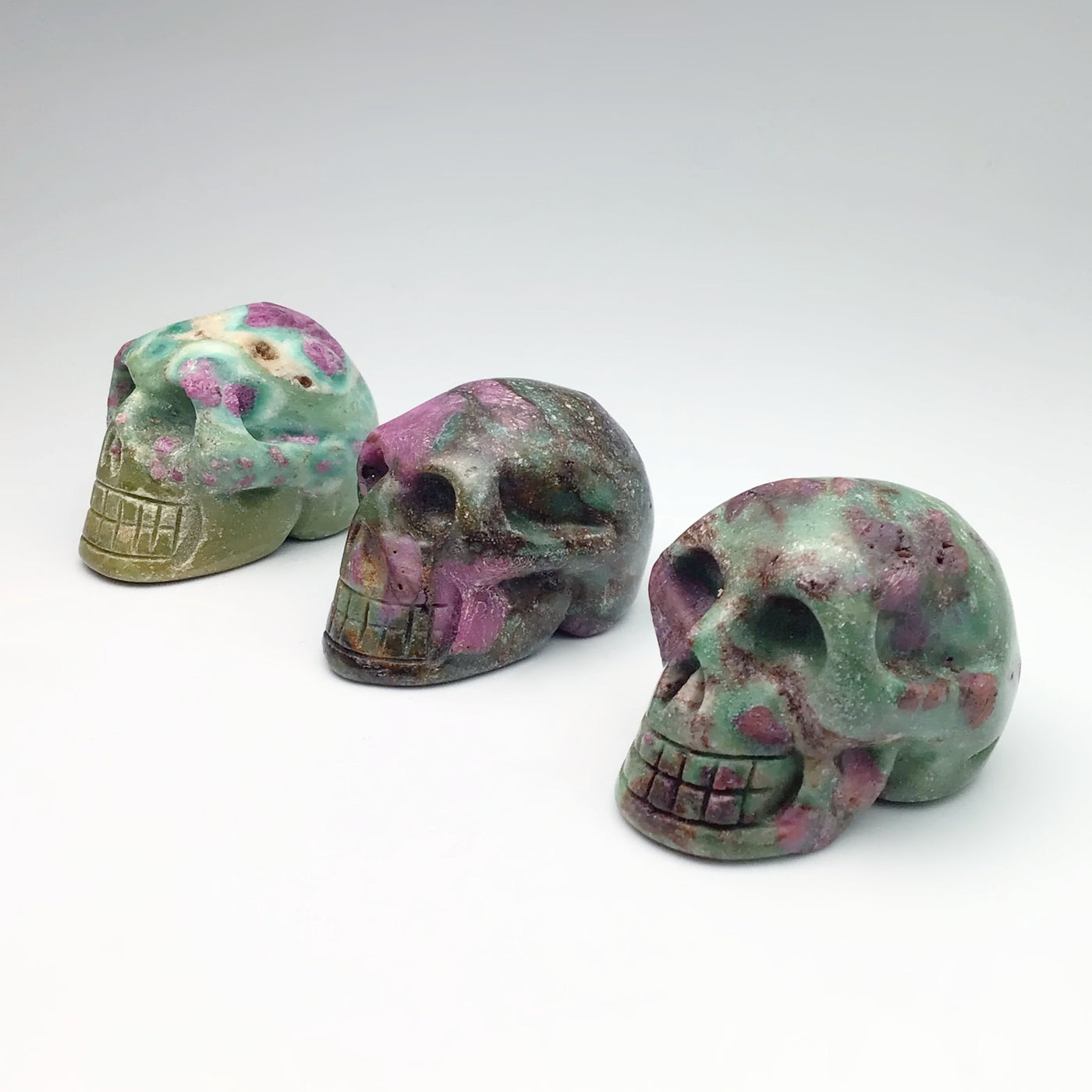 Carved Ruby Fuchsite Skull at $75 Each