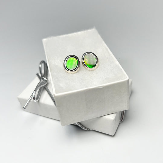 Alberta Ammolite Stud Earrings - Rocks and Gems Canada