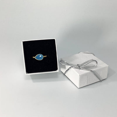 Triple Ring Set - Blue Chalcedony and Pearl