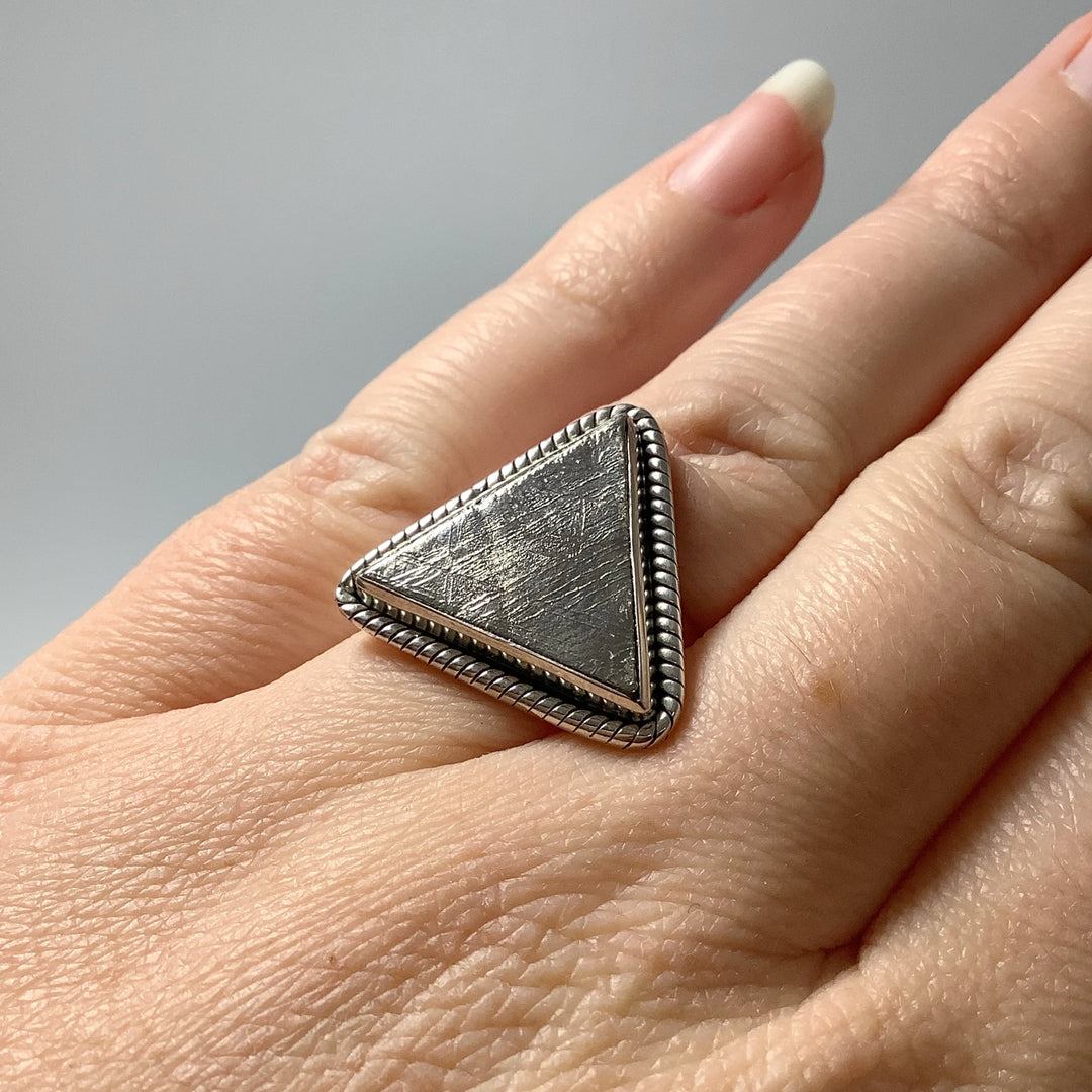 Muonionalusta Meteorite Triangle Setting Ring - Rocks and Gems Canada