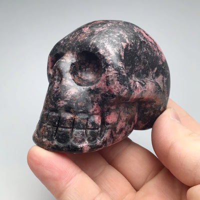 Carved Rhodonite Skull