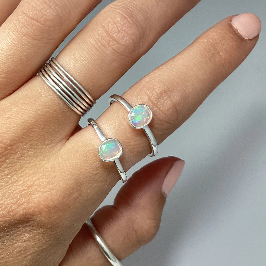 Faceted Ethiopian Fire Opal Ring - Rocks and Gems Canada