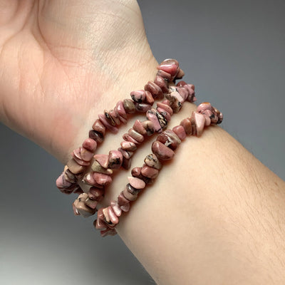 Rhodonite Chip Beaded Bracelet