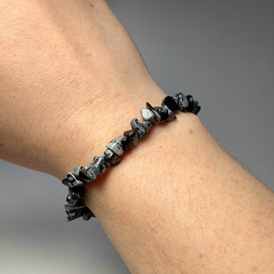 Snowflake Obsidian Chip Beaded Bracelet - Rocks and Gems Canada
