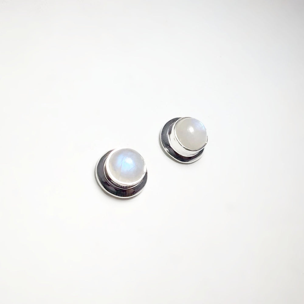 Rainbow Moonstone Stud Earrings - Rocks and Gems Canada