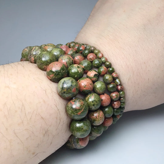 Unakite Jasper Beaded Bracelet - Rocks and Gems Canada