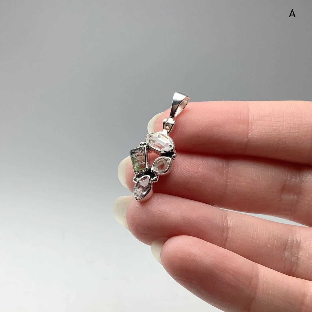 Moldavite and Herkimer Diamond Pendant - Rocks and Gems Canada