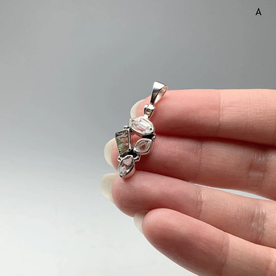 Moldavite and Herkimer Diamond Pendant - Rocks and Gems Canada