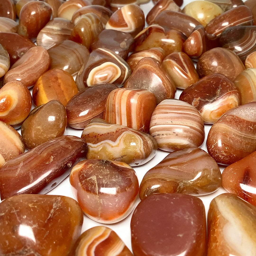 Carnelian Agate Small Tumbles Pouch - Rocks and Gems Canada