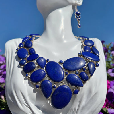 Lapis Lazuli Necklace and Earrings Set