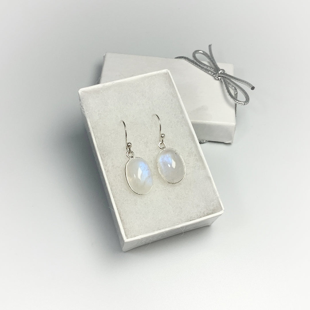 Rainbow Moonstone Dangle Earrings - Rocks and Gems Canada