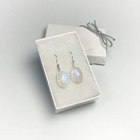 Rainbow Moonstone Dangle Earrings - Rocks and Gems Canada