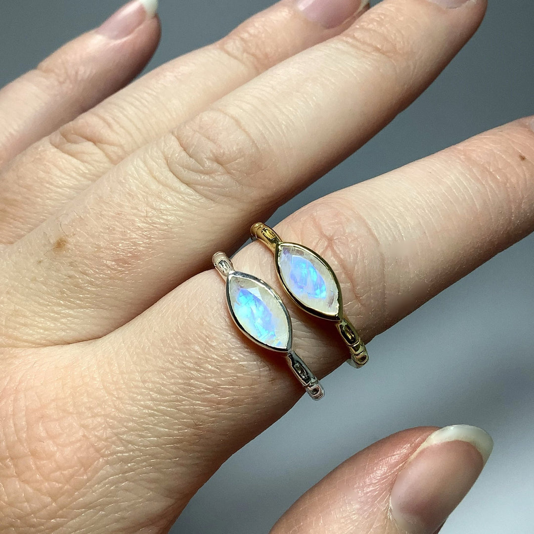 Rainbow Moonstone Ring - Rocks and Gems Canada