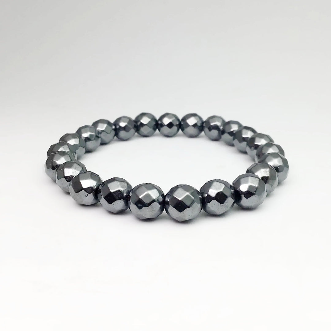 Hematite Faceted Beaded Bracelet - Rocks and Gems Canada