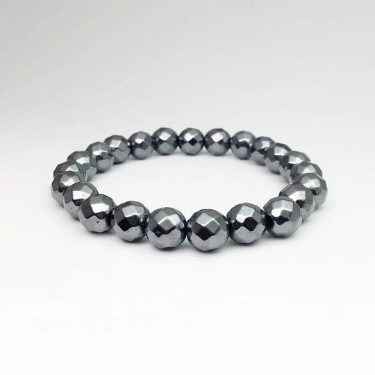 Hematite Faceted Beaded Bracelet - Rocks and Gems Canada