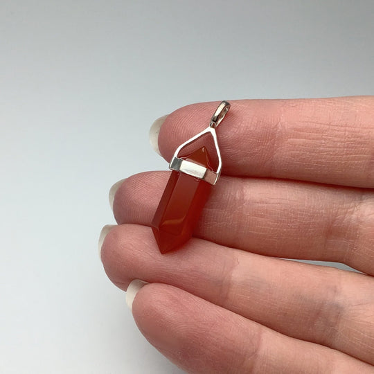Carnelian Agate Double Terminated Point Pendant - Rocks and Gems Canada