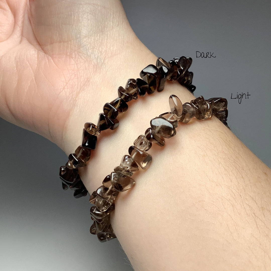 Smoky Quartz Chip Beaded Bracelet - Rocks and Gems Canada