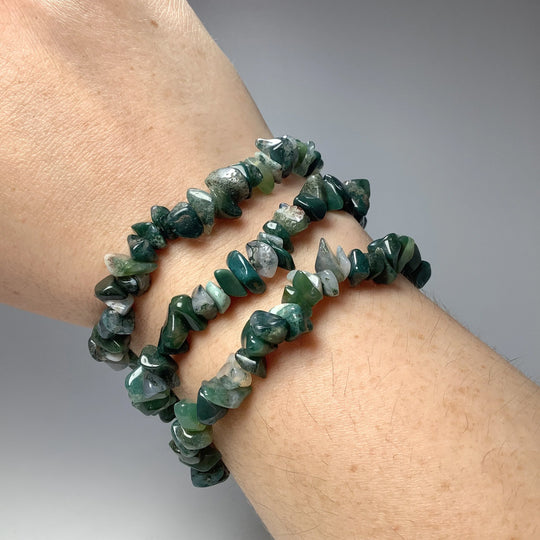 Moss Agate Chip Beaded Bracelet - Rocks and Gems Canada