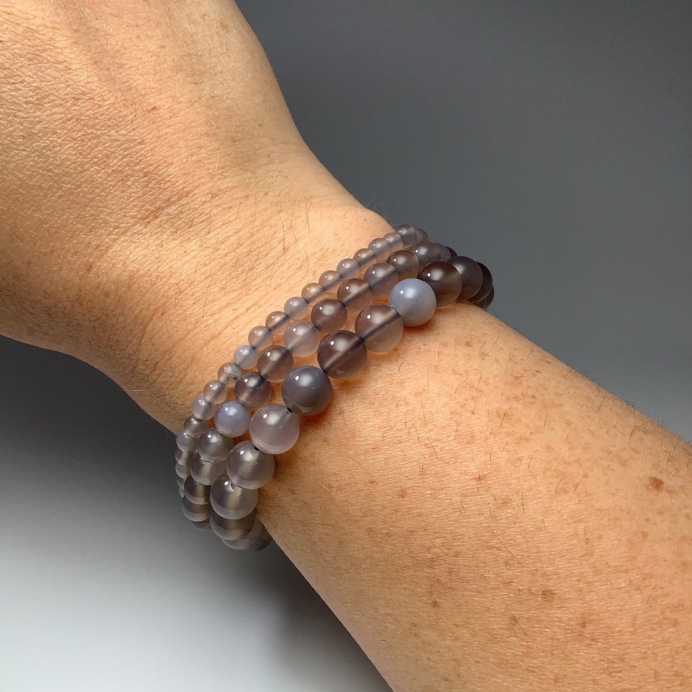 Grey Agate Beaded Bracelet - Rocks and Gems Canada