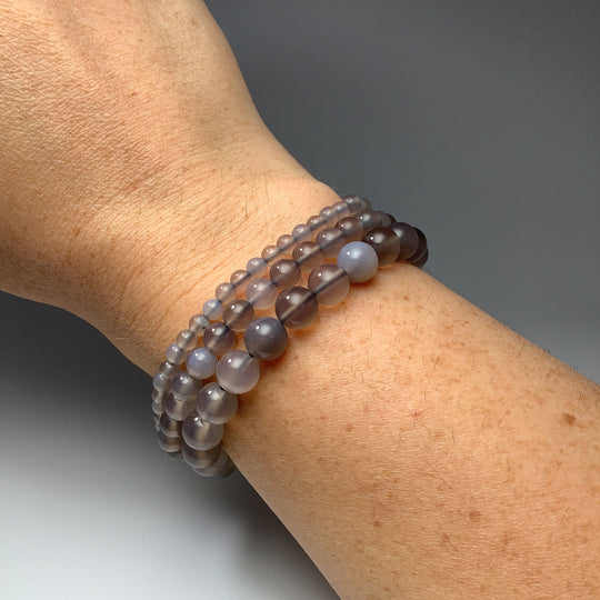 Grey Agate Beaded Bracelet - Rocks and Gems Canada