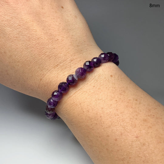 Chevron Amethyst Faceted Beaded Bracelet - Rocks and Gems Canada