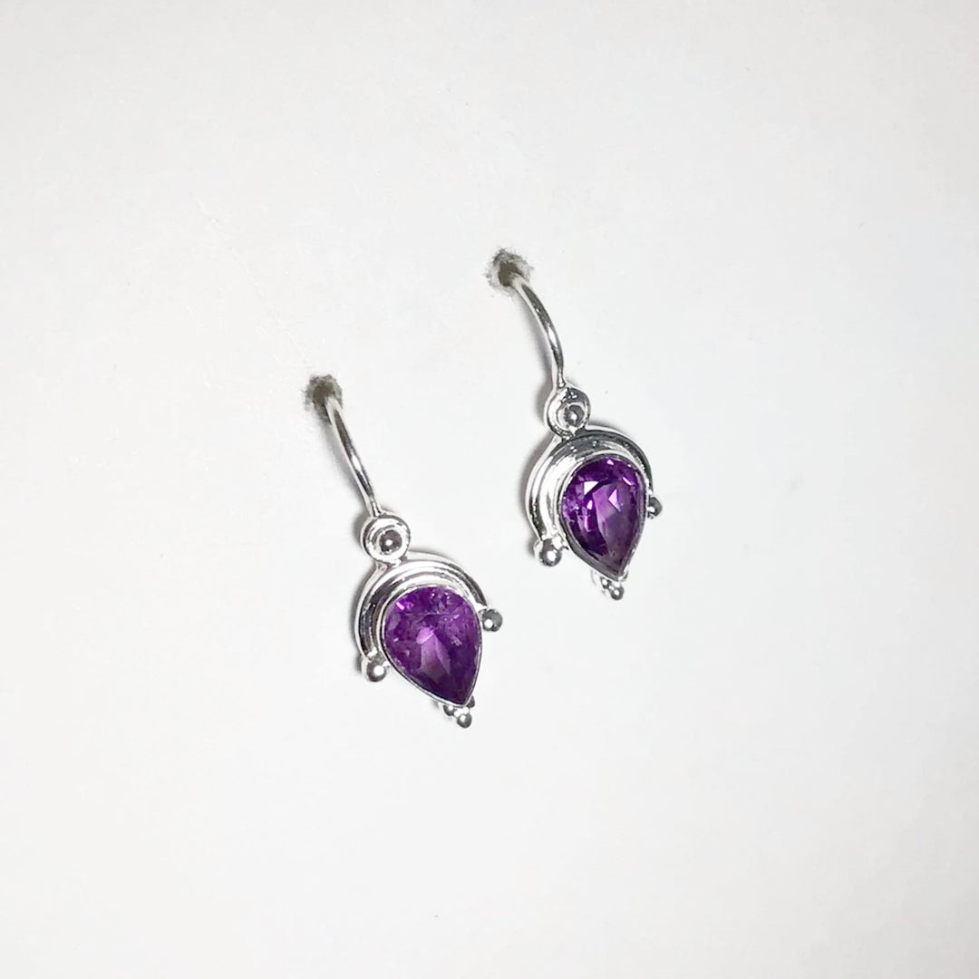Amethyst Faceted Dangle Earrings - Rocks and Gems Canada