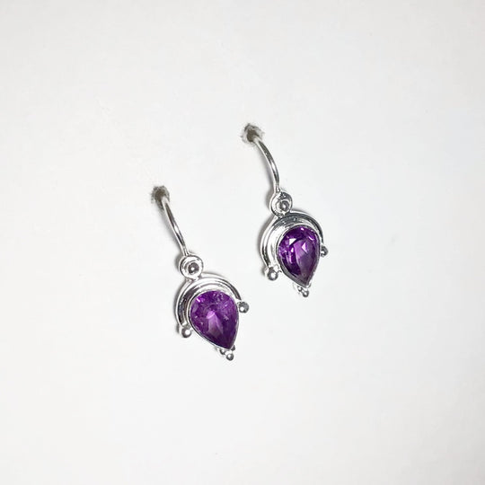 Amethyst Faceted Dangle Earrings - Rocks and Gems Canada