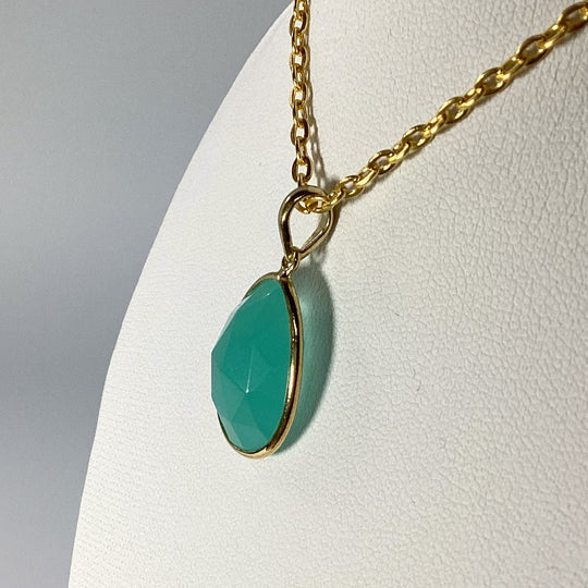 Green Chalcedony Gold Finish Pendant - Rocks and Gems Canada