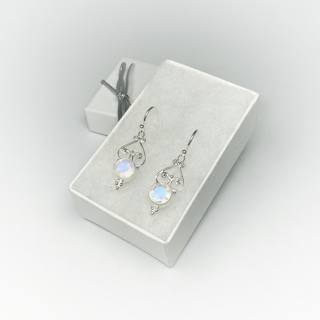 Rainbow Moonstone Dangle Earrings - Rocks and Gems Canada