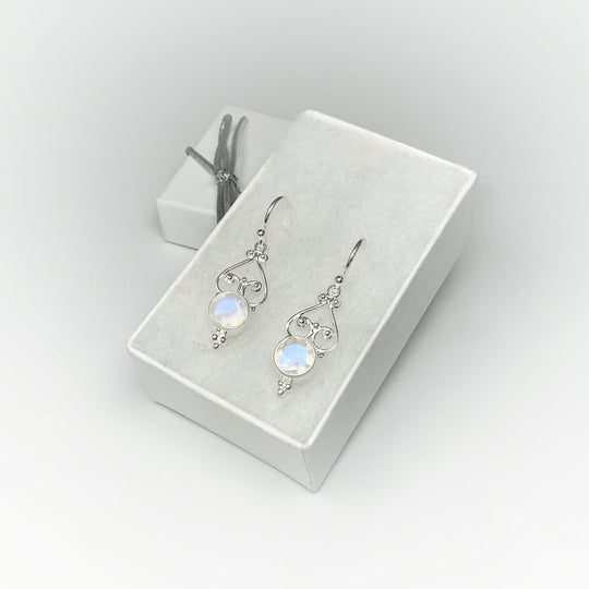 Rainbow Moonstone Dangle Earrings - Rocks and Gems Canada