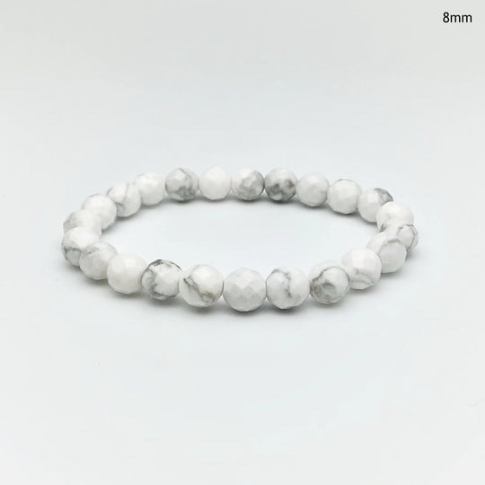 Howlite Faceted Beaded Bracelet - Rocks and Gems Canada