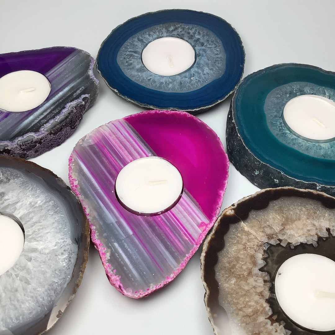 Agate Candle Holder - Rocks and Gems Canada