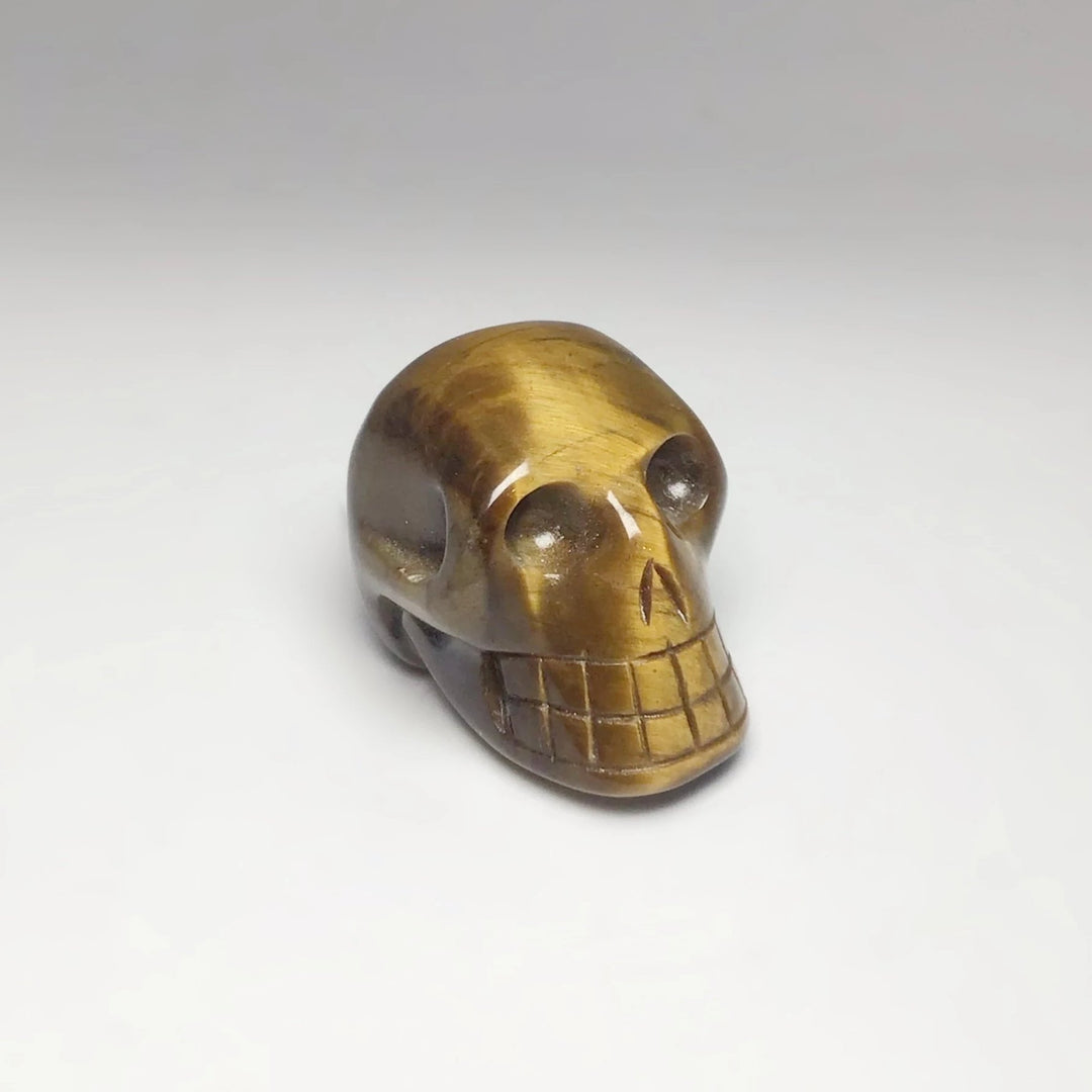 Carved Tiger Eye Skull - Rocks and Gems Canada