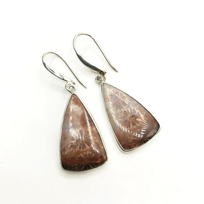 Fossilized Coral Dangle Earrings
