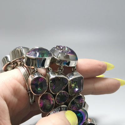 Mystic Topaz and Druzy Necklace and Earrings Set