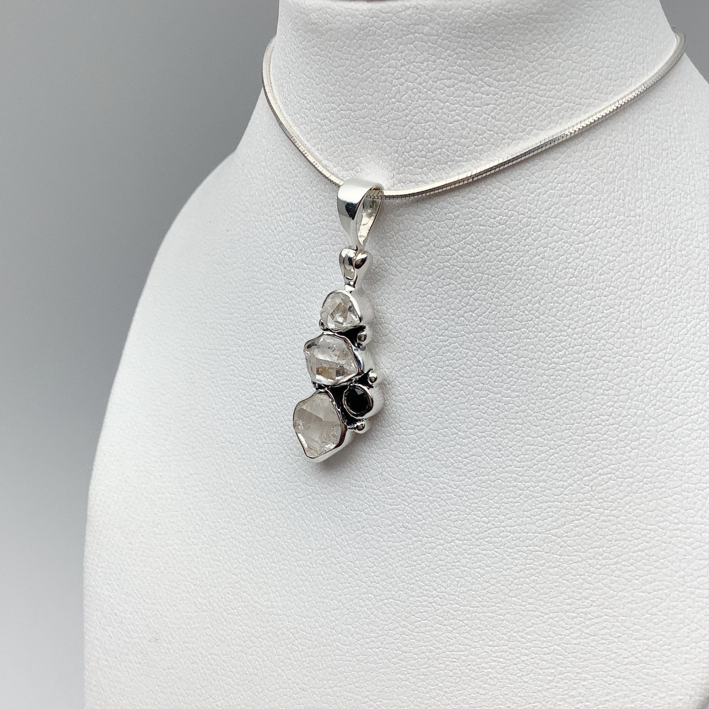 Herkimer Diamond and Black Onyx Pendant