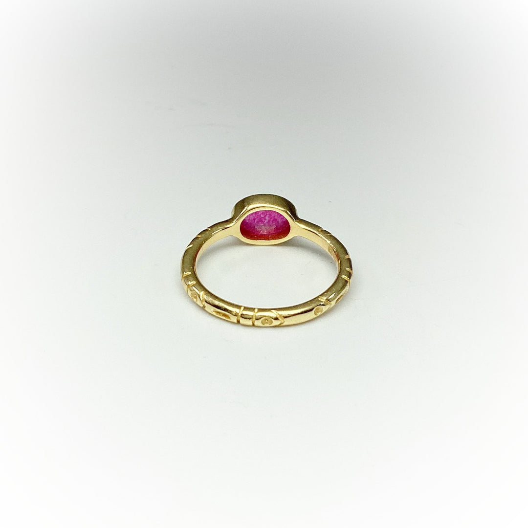 Pink Jade Gold Finish Ring - Rocks and Gems Canada