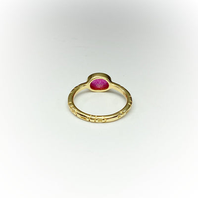 Pink Jade Gold Finish Ring