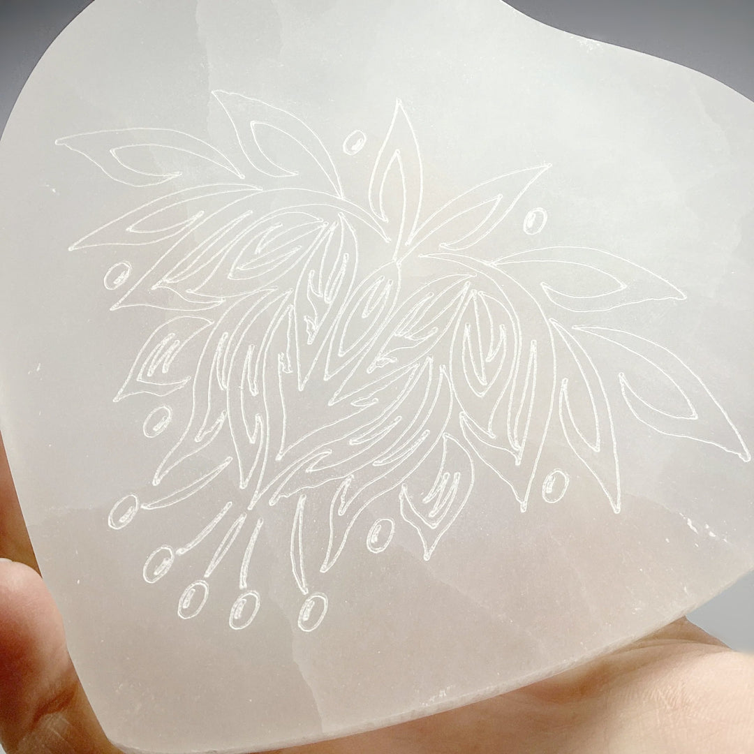 Selenite Lotus Heart Charging Plate - Rocks and Gems Canada