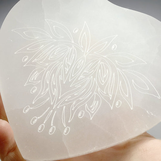 Selenite Lotus Heart Charging Plate - Rocks and Gems Canada