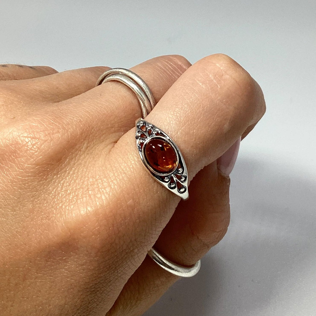Cognac Amber Ring - Rocks and Gems Canada