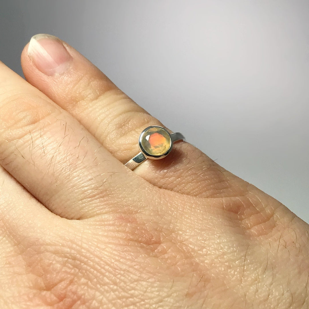 Faceted Ethiopian Fire Opal Ring - Rocks and Gems Canada