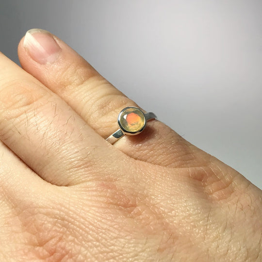 Faceted Ethiopian Fire Opal Ring - Rocks and Gems Canada